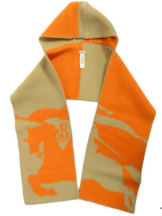 Burberry Accessories - Burberry "MU Split EKD Hooded" Hunter Pumpkin 100% Wool Scarf
